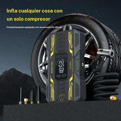 Arrancador de batería portátil para coche 6400 mAh/8000 mAh con compresor de aire, carga rápida por USB, múltiples protecciones de seguridad, incluye cables de puente
